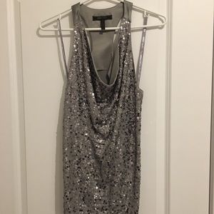 BCBGMaxAzria silver sequinned tank